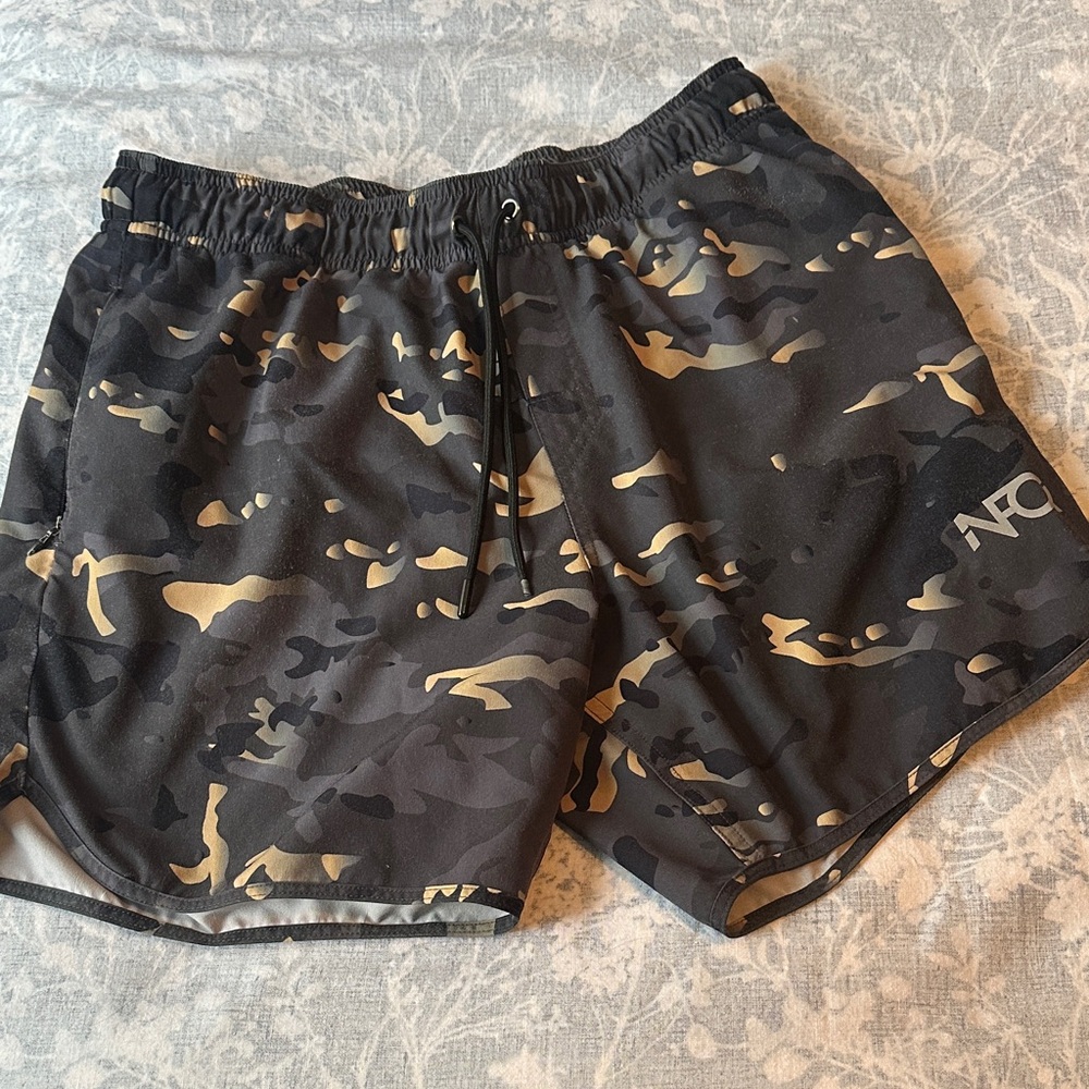 AOP Men's Black Camo Athletic Shorts